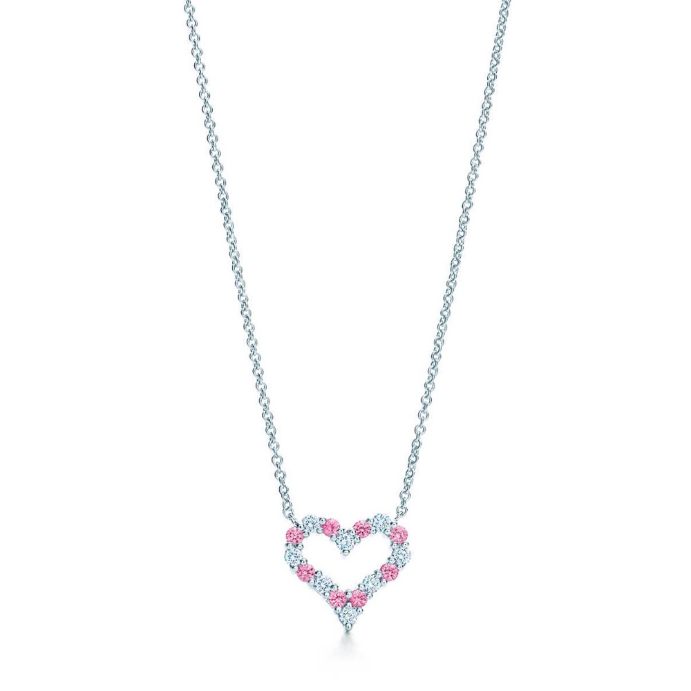 TIFFANY CO Platinum Diamond Sapphire Necklace NEW Mini